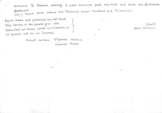 Will of Mary Harrison, 1719, page 3