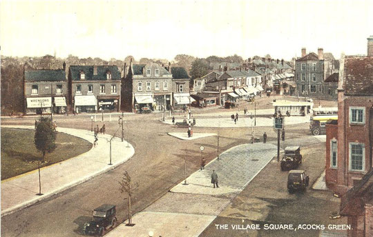 The Green in the 1930s. The low buildings to the right of Wimbush can be seen (thanks to Peter White)