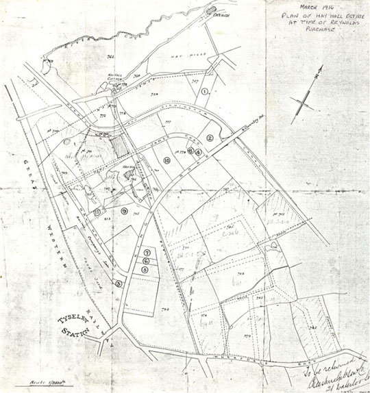 1916 Hay Hall estate plan (via K. Sprayson)