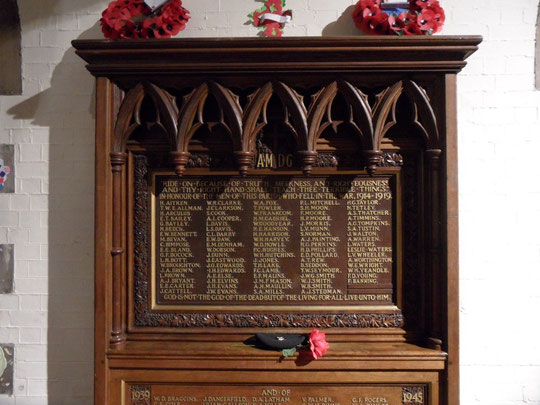 Part of the Roll of Honour in St. Mary's church. Thanks to Revd. Andrew Bullock