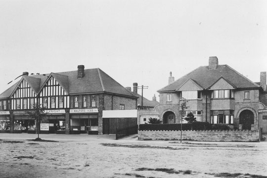 1930s shops and houses near the Stockfield Road corner, 1950 (Birmingham Libraries)