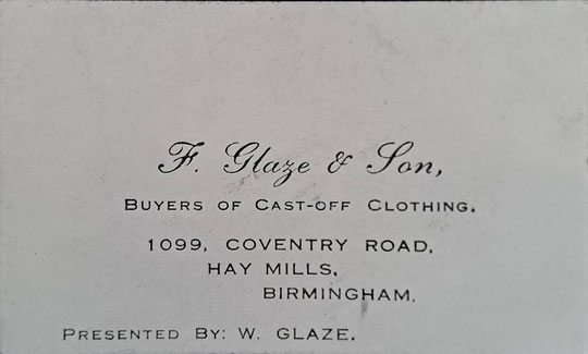 Glaze's business card (Hay Mills Project)