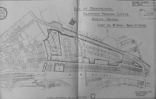 1920s map showing proposed council housing (Birmingham Libraries)