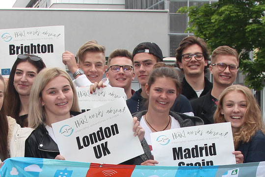 Happy students from BHAK1 Salzburg looking forward to their Erasmus+ adventures