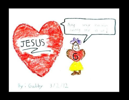 Art Work By: My Little Angel, Gabby / Created: March 2, 2012 / Title: "Sharing Jesus’ Deity" / Activities: Tracing, Coloring and Lettering (Writing)
