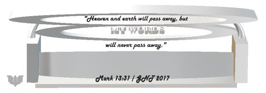 Art work on Bible verse “Heaven and earth will pass away, but my words will never pass away.” Mark 13:31