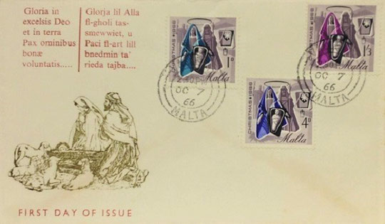 Christmas First Day Cover (FDC) Malta, 1966; Topical Stamp Collecting