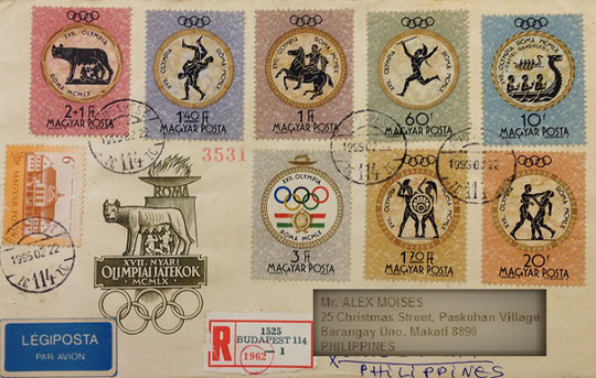17th-Olympic-Games_Rome_Summer_Hungary-1995_Used-Cover-Mailed-In-1995/Address-Altered_reduced-size
