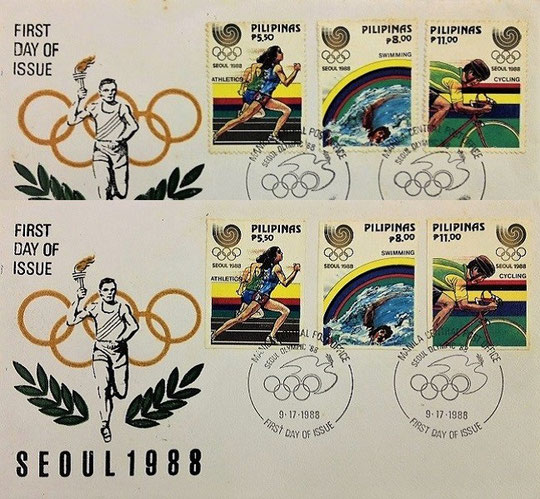 24th-Olympic-Games_Seoul_Summer_Philippines-1988_First-Day-Covers/FDC/Perforate-And-Imperforate-Stamps-On-FDC