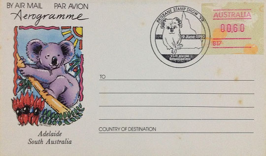 Topic: Marsupials/Koala / Philatelic Item: Special cancellation on aerogram; Australia, 1990