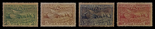 Mga Selyo ng Pilipinas: Pebrero 23, 1948 - Pulong o Kumperensiya ng Food and Agriculture Organization (FAO) - Set ng 4 na selyo – Philippine stamps