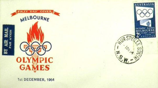 15th-Olympic-Games_Melbourne_Summer_Australia-1954_First-Day-Cover/FDC-OR-Ordinary-Cover