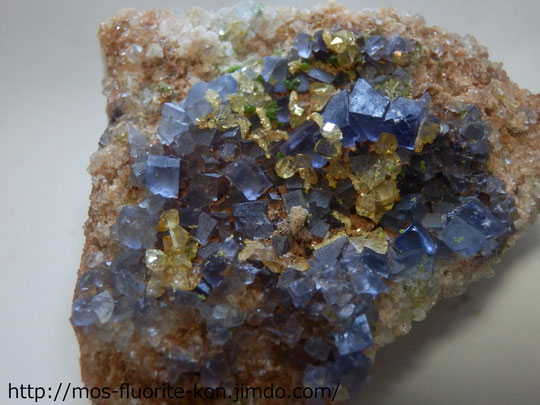 Blue Fluorite, Citrine,pyromorphite