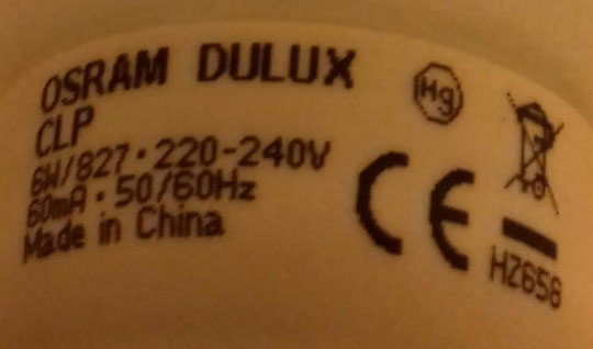 Osram Dulux CLP 6W/827 (China)