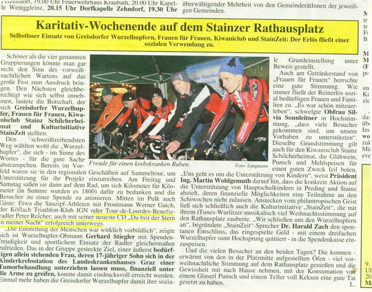 Dez.2010 - Benefiz-Radeln in Stainz für einen Krebskranken Buben - Peter Reicher-ganz links mit oranger Jacke -im Freien war es ganz schön frisch....was tut man nicht alles um zu Helfen....