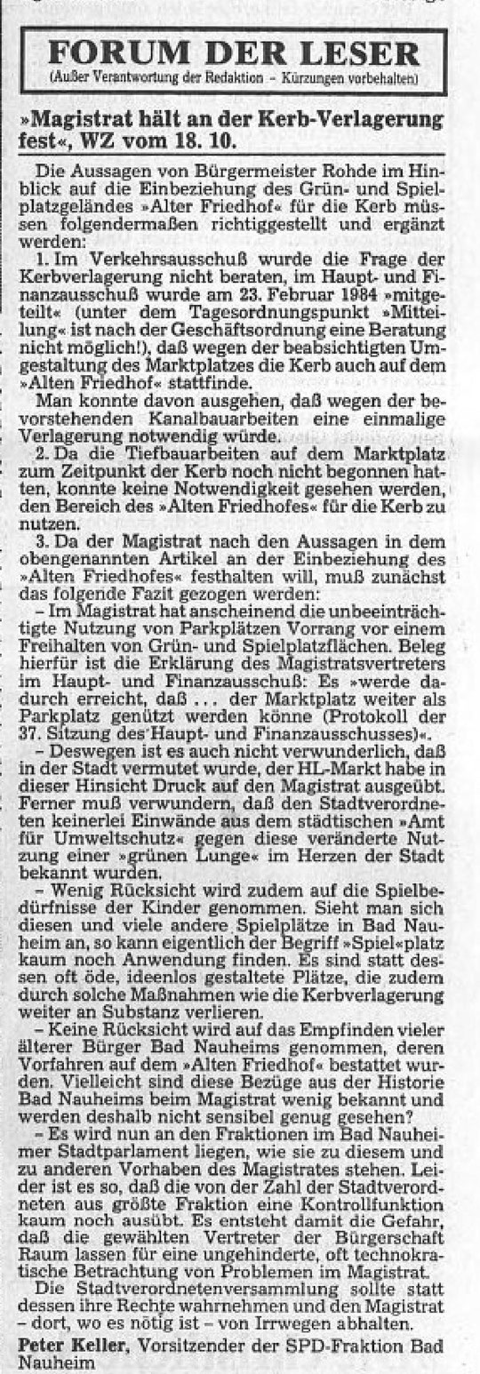 Wetterauer Zeitung vom 20.10.1984