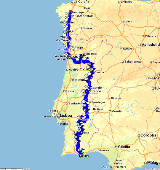 Mit dem Rad quer durch Portugal ca. 1200km und 1800Höhenmeter - August/September 2013.