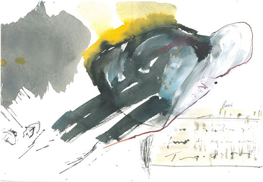 opera originale a tripla pagina dell'autore (particolare)