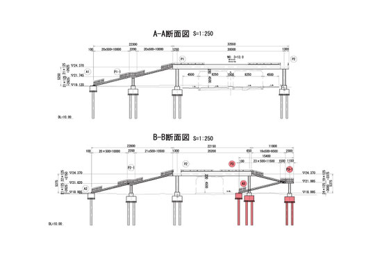 横断歩道橋の断面図面