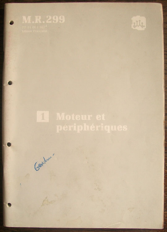 M.R.299 Renault Espace Moteur et périphériques, Réf : 77 11 091 667, 1991