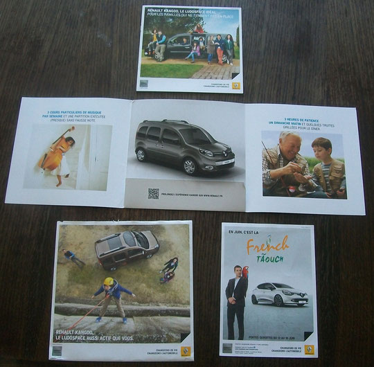 2014, Feuillet French Tãouch + Enveloppe Renault Kangoo + Catalogue Renault Kangoo 12 pages + Dépliant Renault Kangoo 6 pages