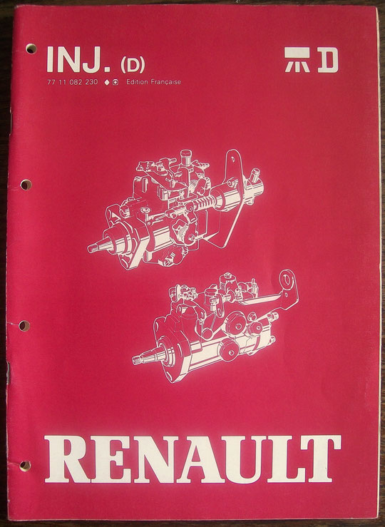 Manuel de réparation Injection (diesel), Réf : 77 11 082 230, Mars 1987