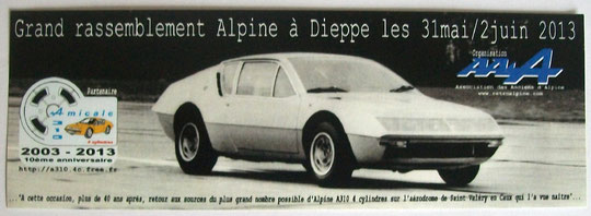 Marque page Grand rassemblement Alpine à Dieppe 