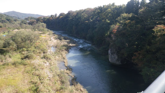 広瀬川にかかる開成橋から権現森方面眺望