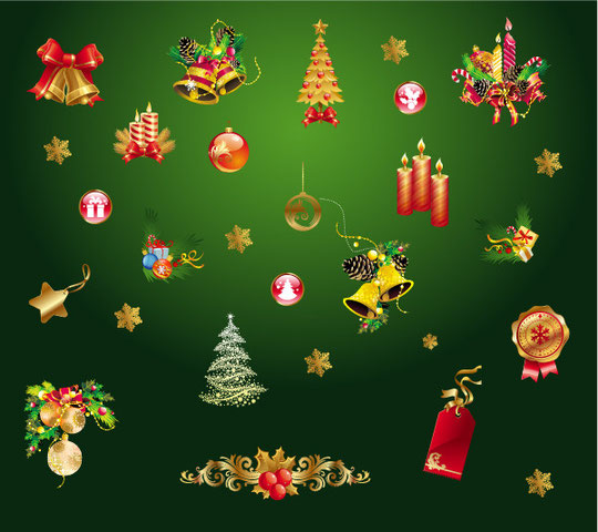 金色のクリスマス飾り gold christmas decorative elements 1