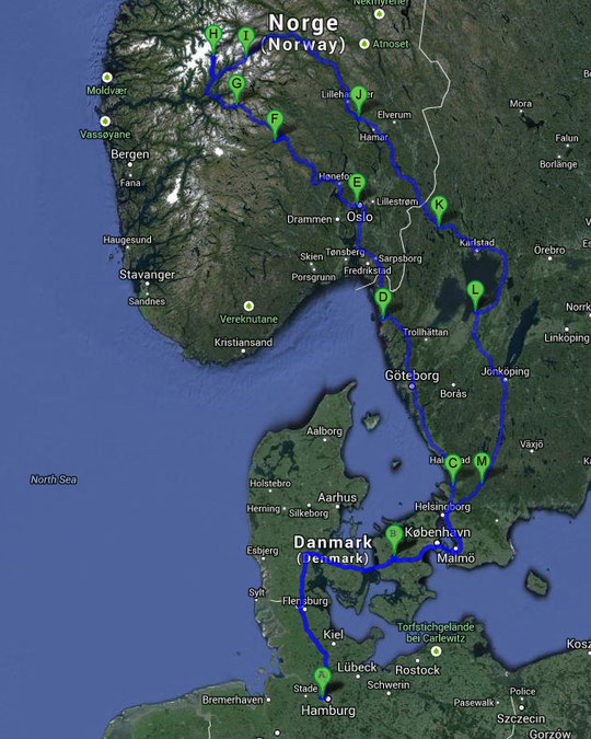 Route Skandinavien 2013