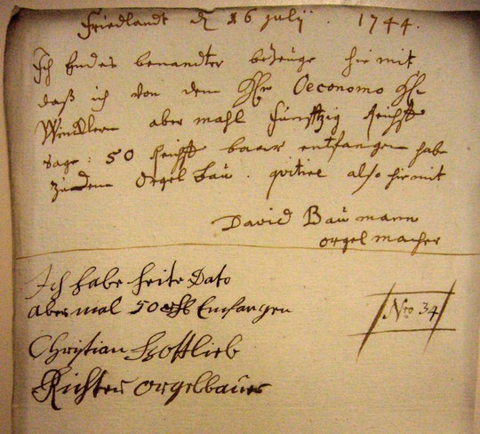 David Baumann und Christian Gottlieb Richter: eigenhändige Unterschriften