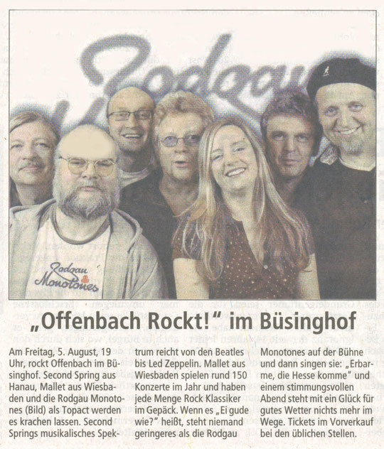 Offenbach Post, 28. Juli 2011 (and again: Tolle Titelzeile)
