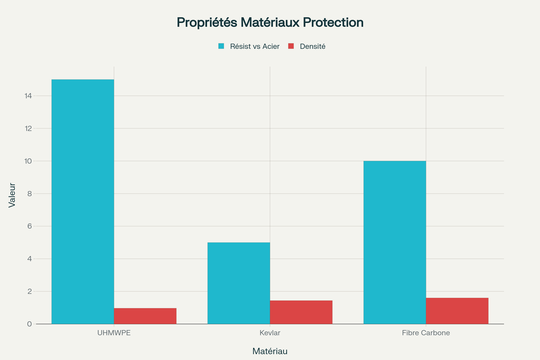 Comparaison des propriétés des matériaux de protection contre les armes blanches
