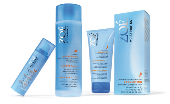 ZOE - Moistprotect - Pflegelinie - für feuchtigkeitsarme Haut - Packaging - Design - Entwicklung -DesignKis - Syndicate - 2006 - Verpackung