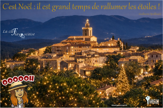 Flayosc sous les lumières de Noël (généré par l'IA)