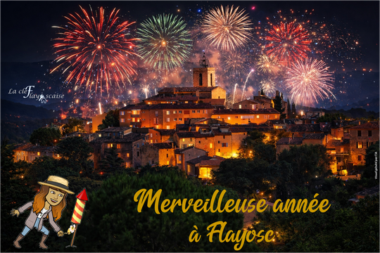 Flayosc - Réveillon du Nouvel An - sous les feux d'artifices. Généré par l'IA