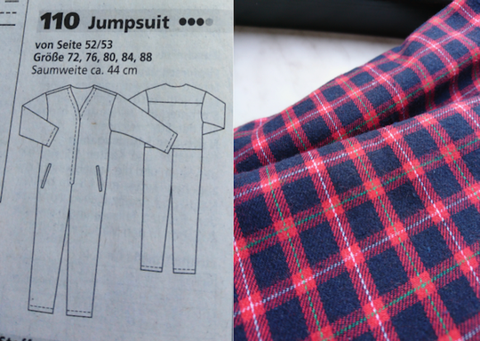 Comfortable jumpsuit with plaid cotton flannel © Burdastyle, Griselka 2021