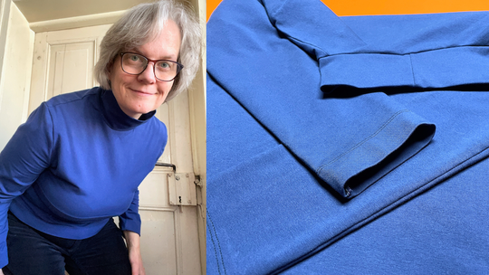 Das erste Nähprojekt von der Liste ist vollendet. Das blaue Jerseyshirt mit Stehkragen hatte ich schon letztes Jahr angefangen. © Griselka 2024