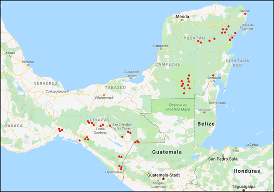 Overview of prospected sites.