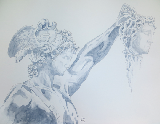 Persée tenant la tête de Méduse (statue de Benvenuto Cellini) - 50 x 65 cm