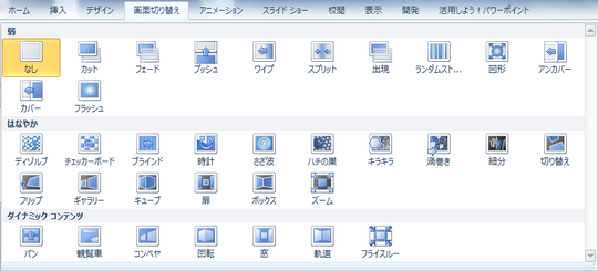 PowerPoint2010画面切り替え効果