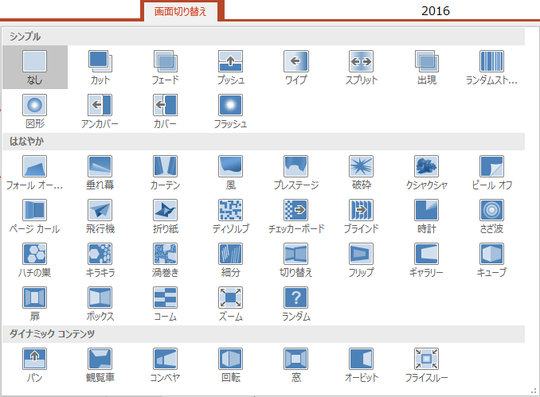 2016PowerPoint画面切り替え効果