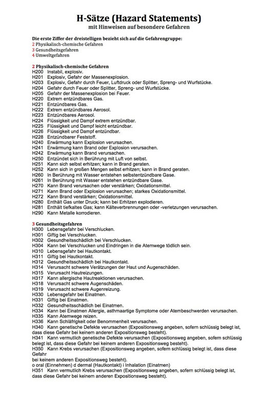H- und P-Sätze - Didaktische Medien für den Naturwissenschaftlichen Unterricht