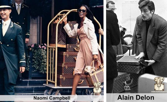 Naomi campbell - alain Delon people arborant leurs valises alzer Louis vuitton