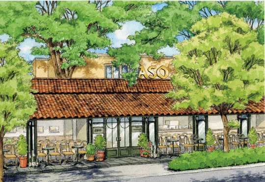 鉛筆＋透明水彩絵の具　代官山ウエディングハウス「ASO』