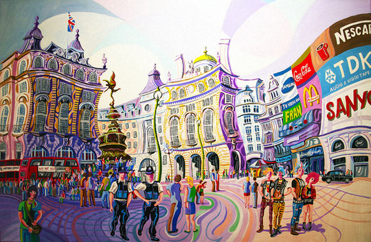 PICCADILLY CIRCUS (LONDON). Oil on canvas. 97 x 146 x 3,5 cm.