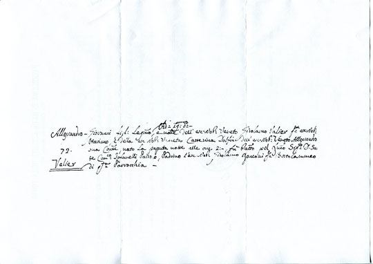 Atto battesimo Alessandro Valier, Adria 1803