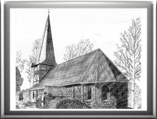 Kirche Alt Rahlstedt - Hamburg  Bleistiftzeichnung  42 x30 cm