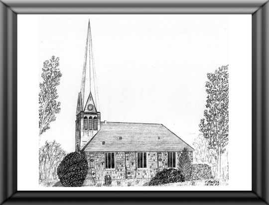 Kirche Siek - Stormarn  Bleistiftzeichnung  42 x30 cm