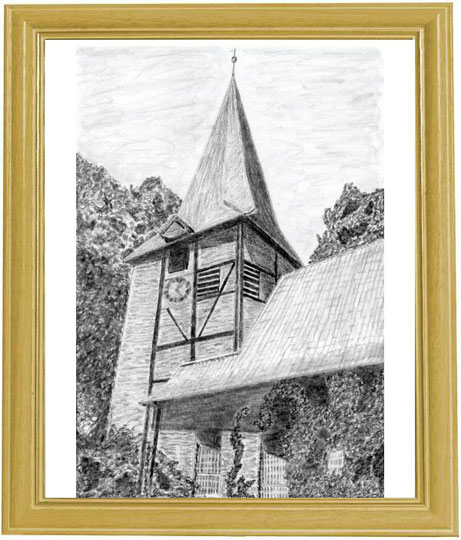 Kirche Alt Rahlstedt 2 - Hamburg  Bleistiftzeichnung  24 x30 cm